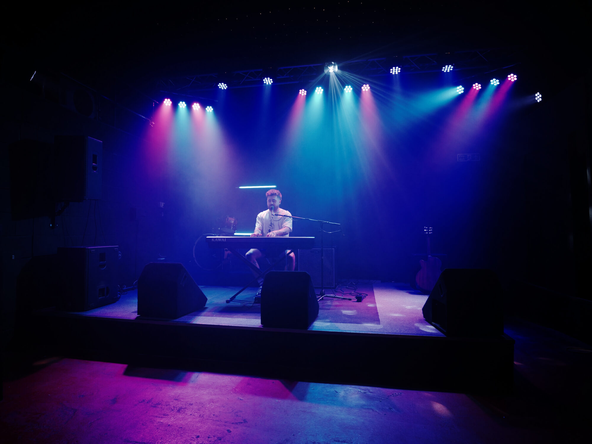 Keyboard player using the Venue space in Manchester